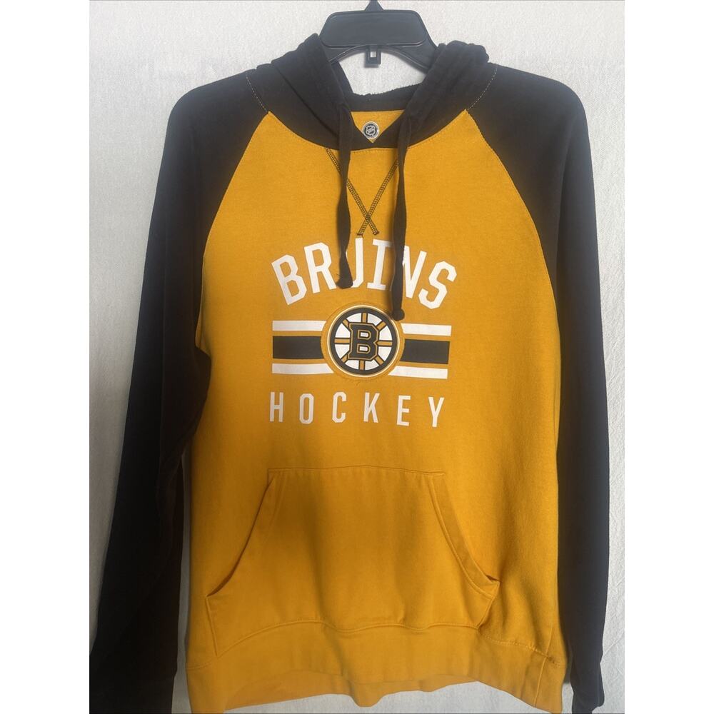 Fanatics Mens NHL Boston Bruins Hoodie Sweatshirt Black Yellow M